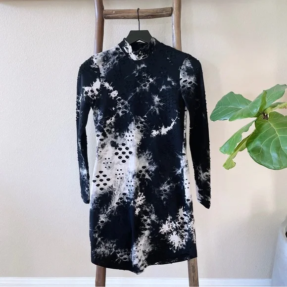 Distressed Long Sleeve Mini Dress Distressed Long Sleeve Mini Dress